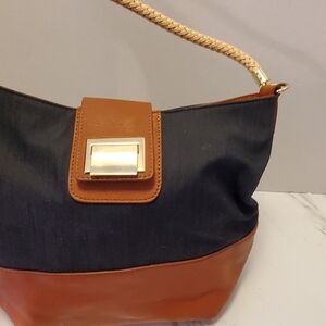 Tan And Blue Shoulder Bag By Talbots